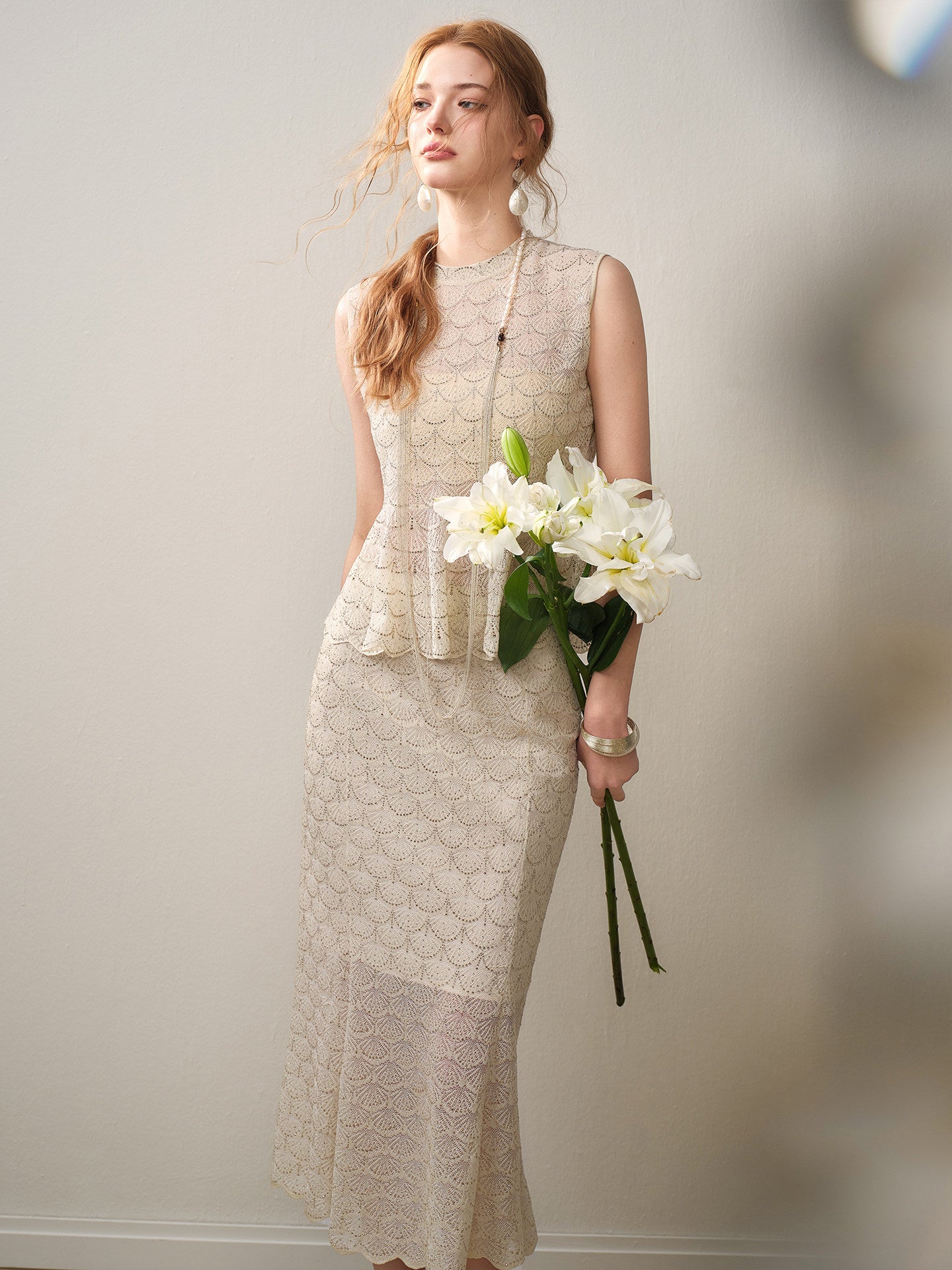 Champagne Scallop Knit Co-Ord