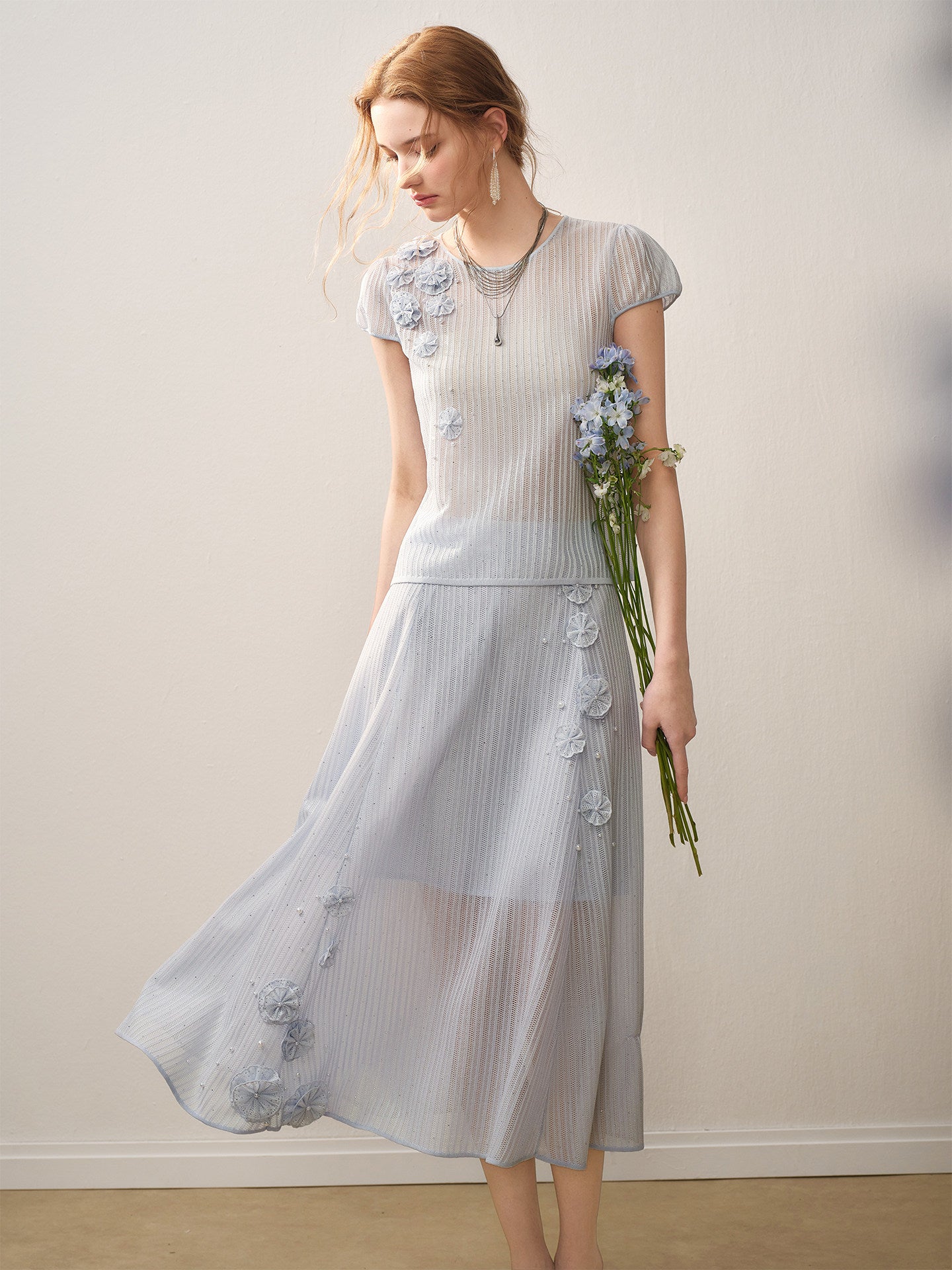 Azure Bloom Knit Co-Ord