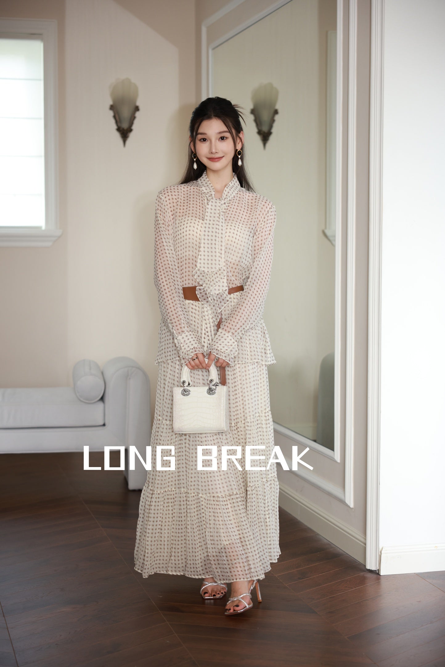 Polka Dot Satin Belted Two Piece Set