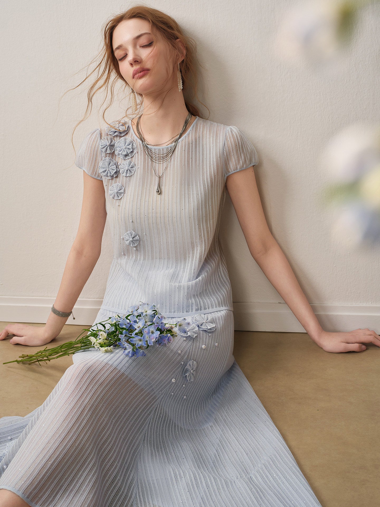 Azure Bloom Knit Co-Ord