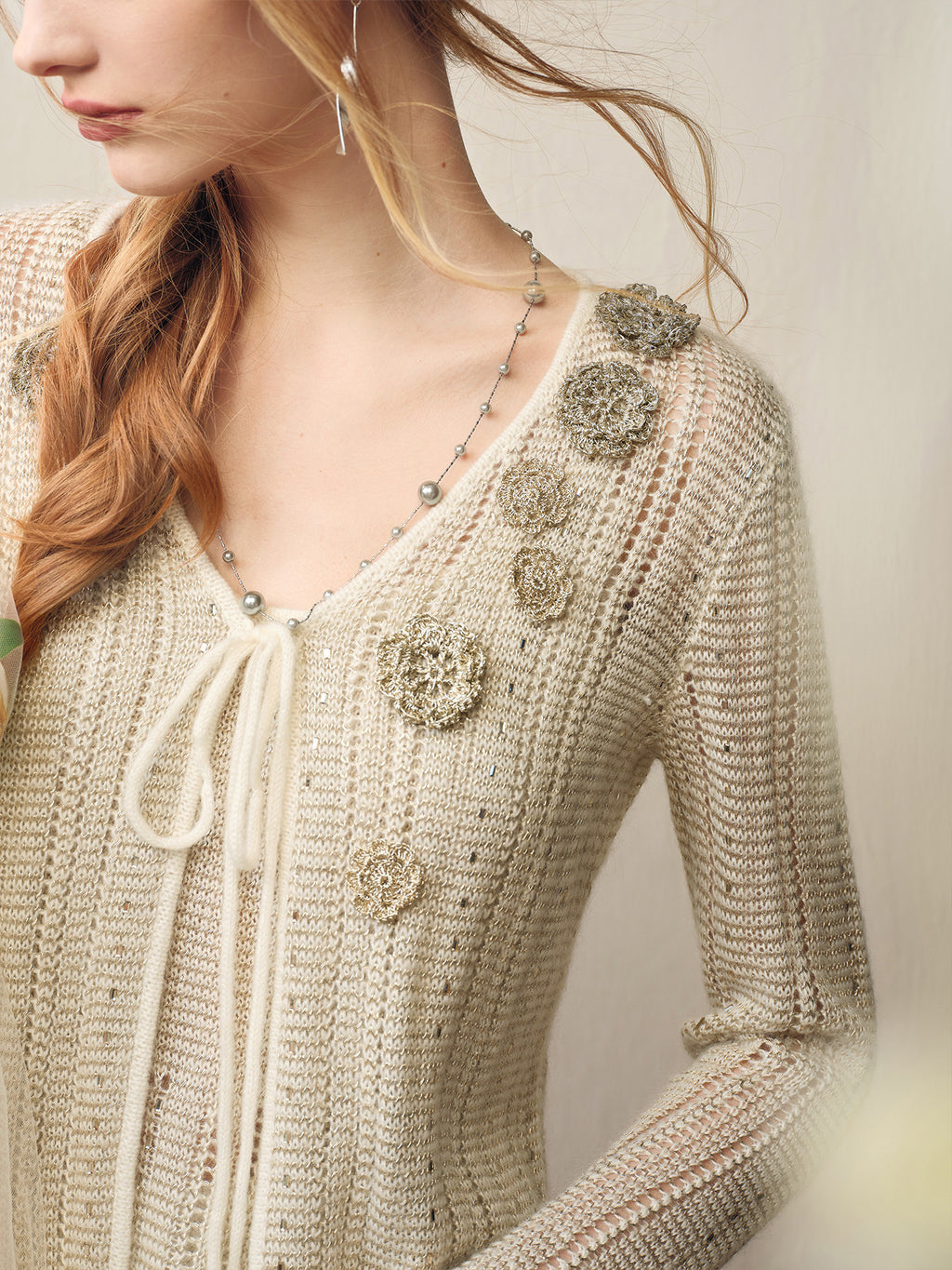 Silver Bloom Crochet Knit Co-Ord