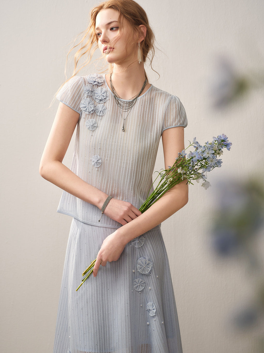 Azure Bloom Knit Co-Ord