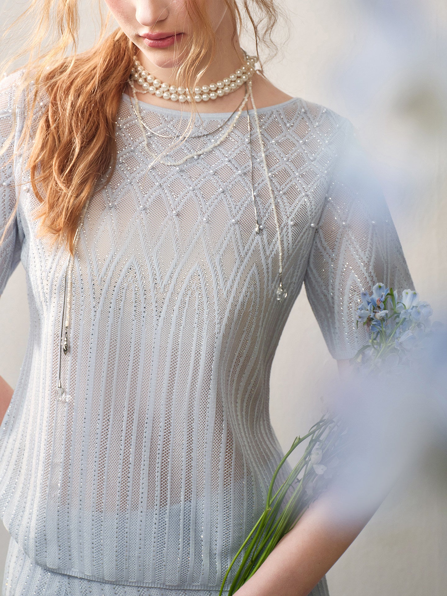 Pearl Delphinium Textured Knit A-Line Co-ord
