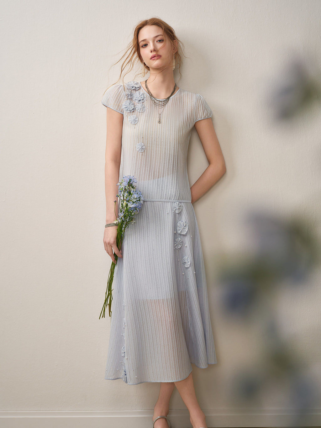 Azure Bloom Knit Co-Ord