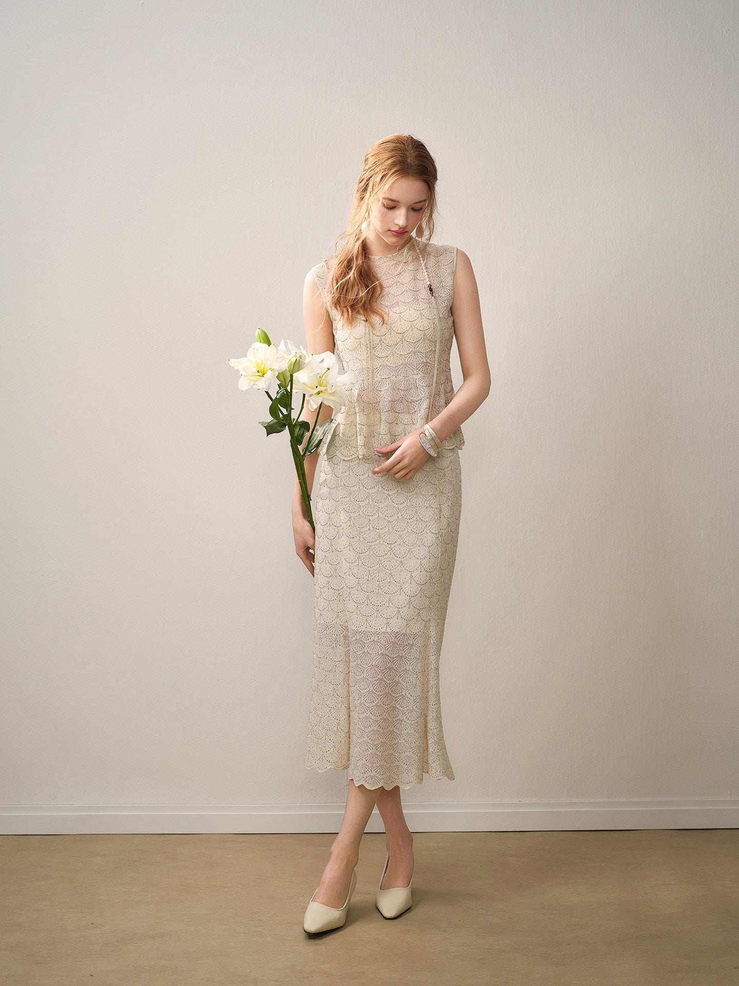 Champagne Scallop Knit Co-Ord