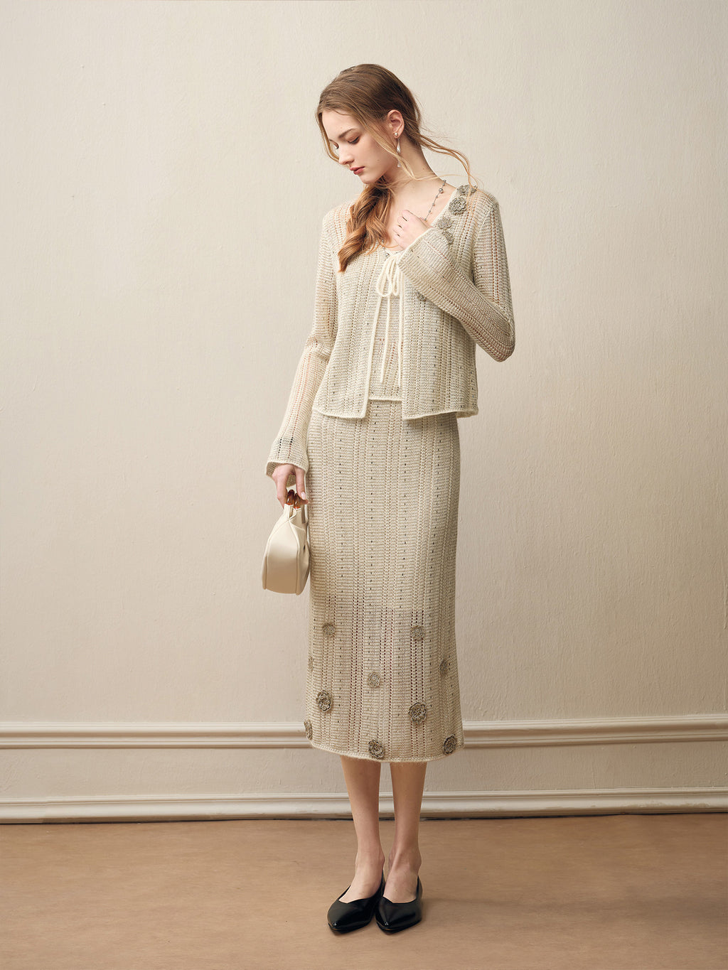 Silver Bloom Crochet Knit Co-Ord