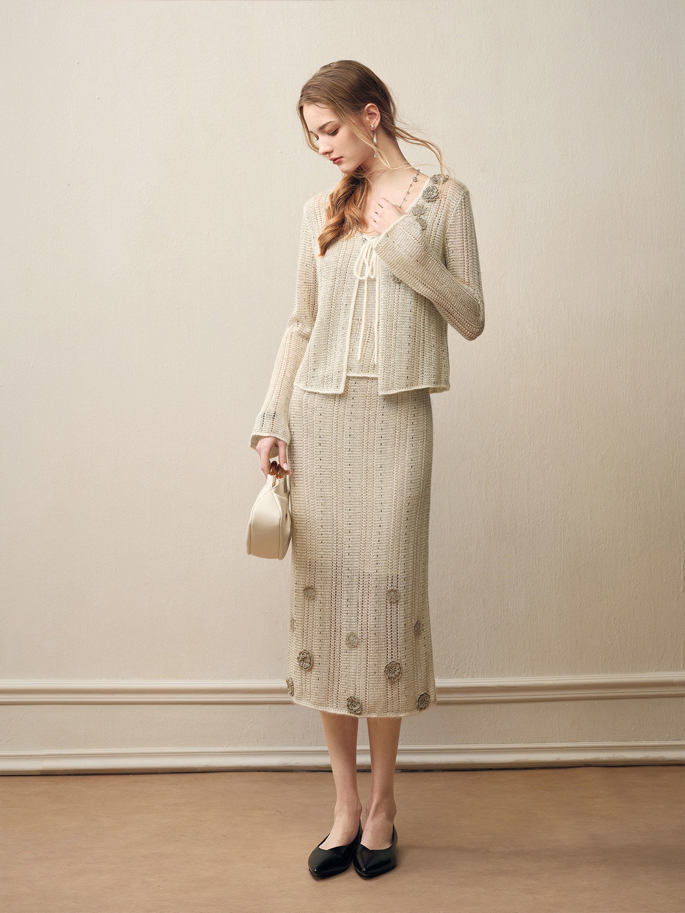 Silver Bloom Crochet Knit Co-Ord