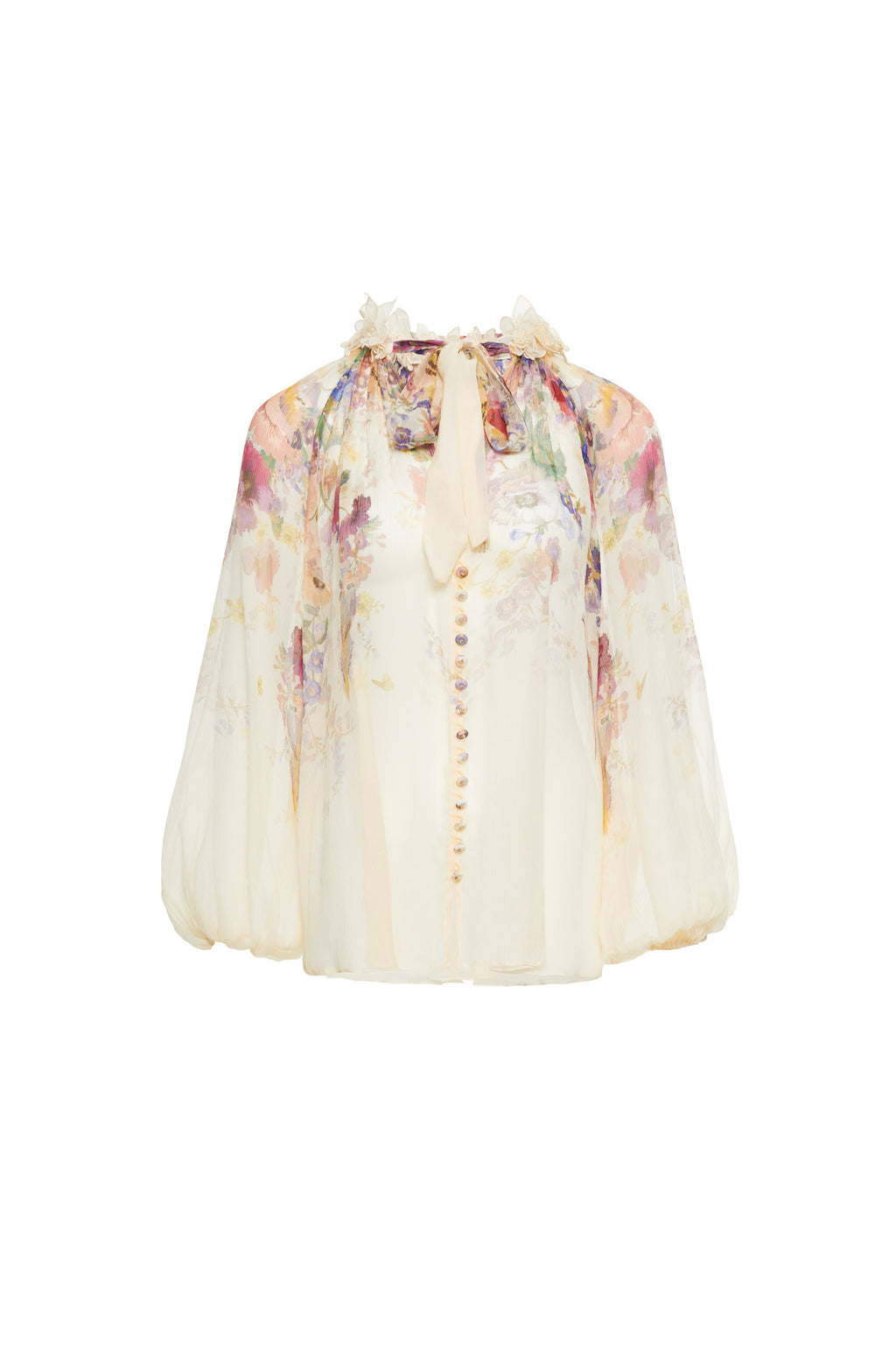 Monet's Garden Vintage Floral Co‑ord, Long Sleeve Blouse & Mermaid Skirt Two‑Piece Outfit