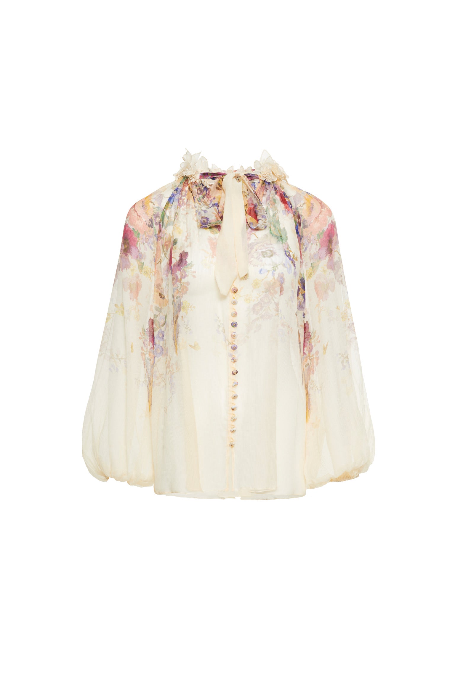 Monet's Garden Vintage Floral Co‑ord, Long Sleeve Blouse & Mermaid Skirt Two‑Piece Outfit