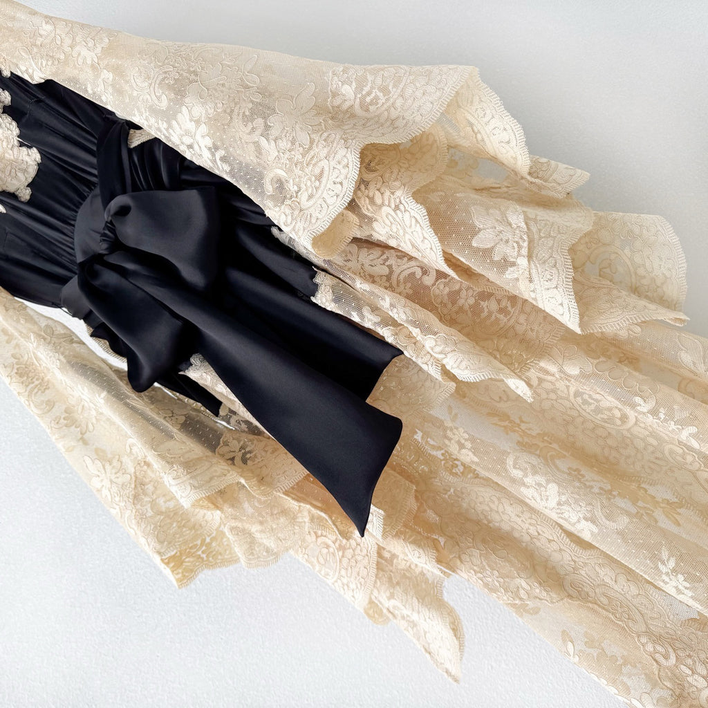 Lace Spliced Silk Dress