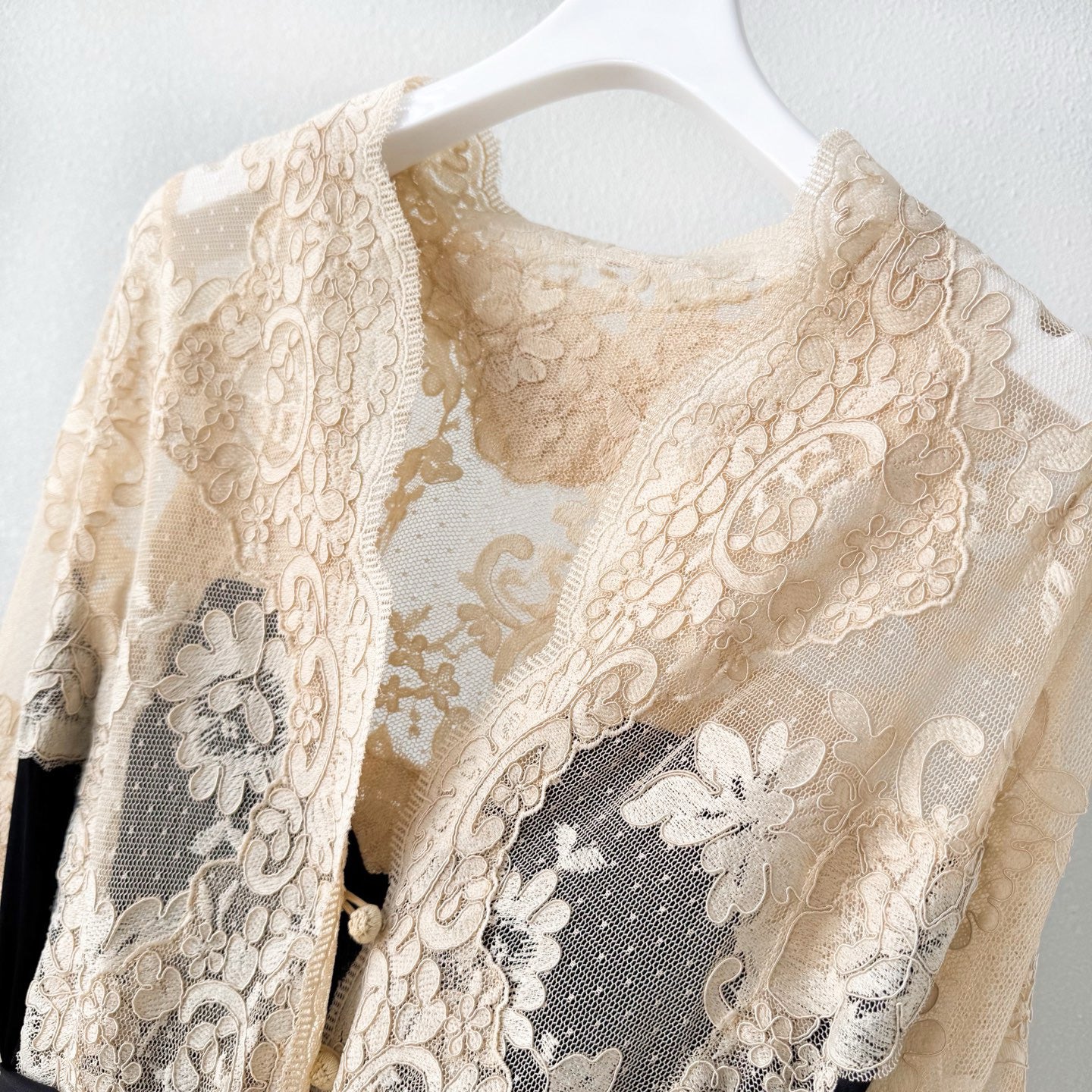 Lace Spliced Silk Dress
