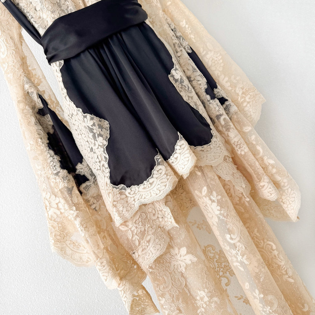 Lace Spliced Silk Dress