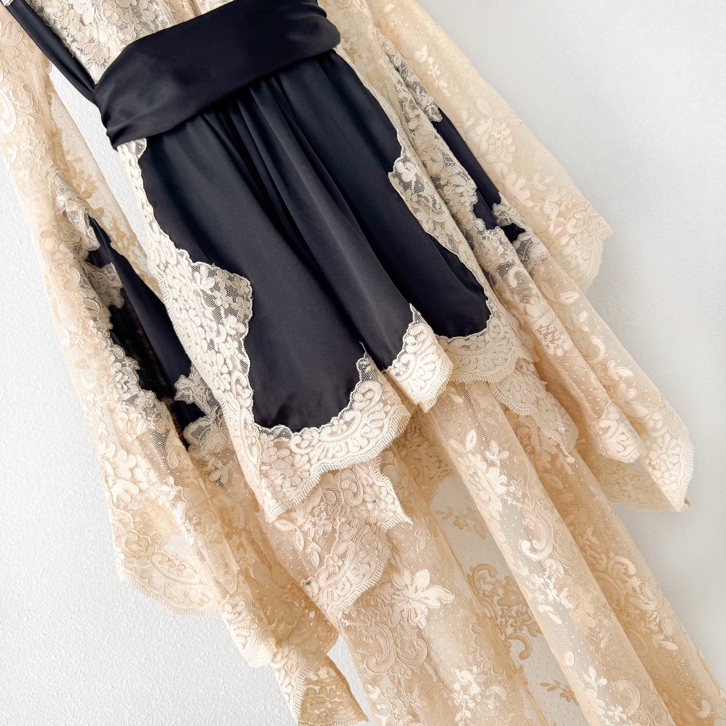 Lace Spliced Silk Dress