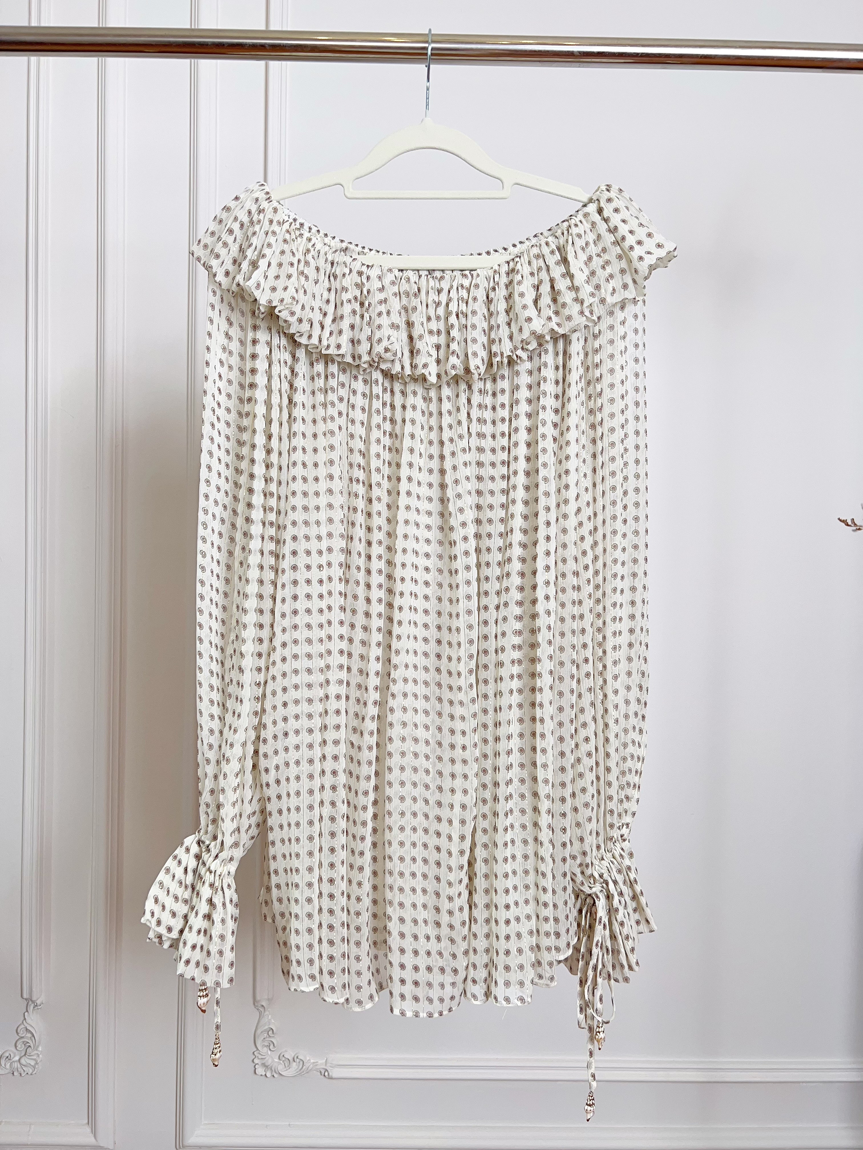 Silk Gold Thread Printed Long Sleeve Blouse