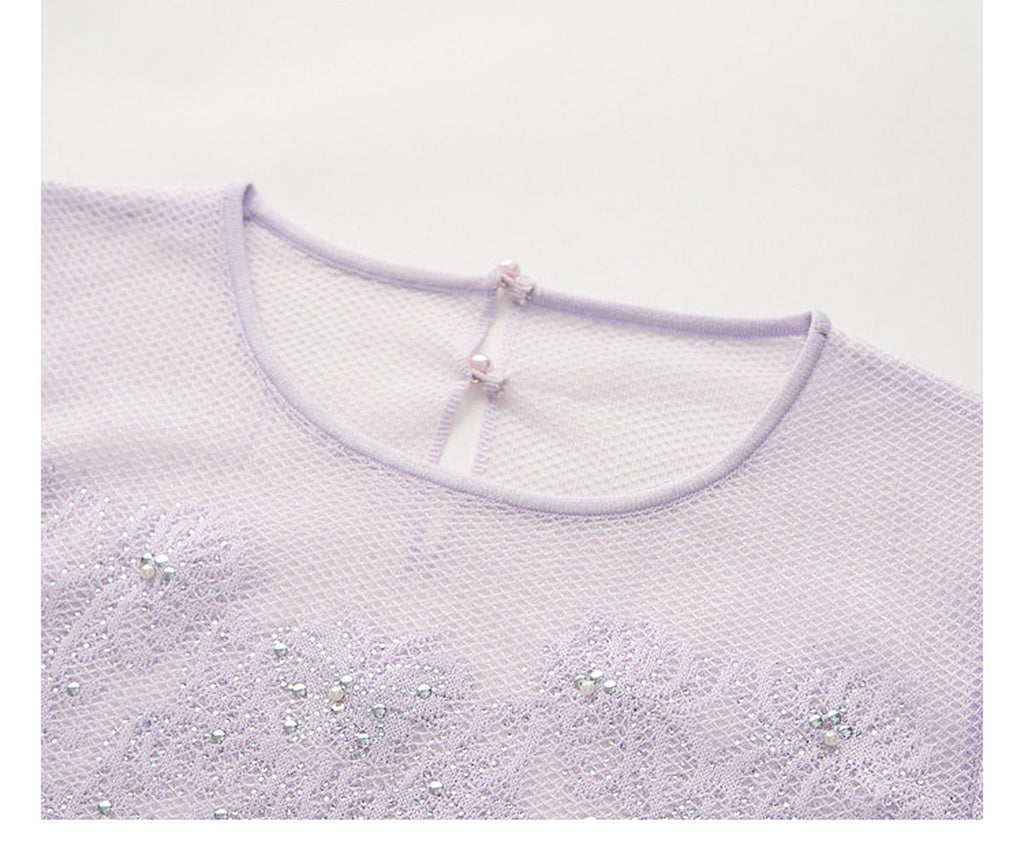 Lavernder Haze Iridescrnt Lace Peplum Mermaid Co-ord