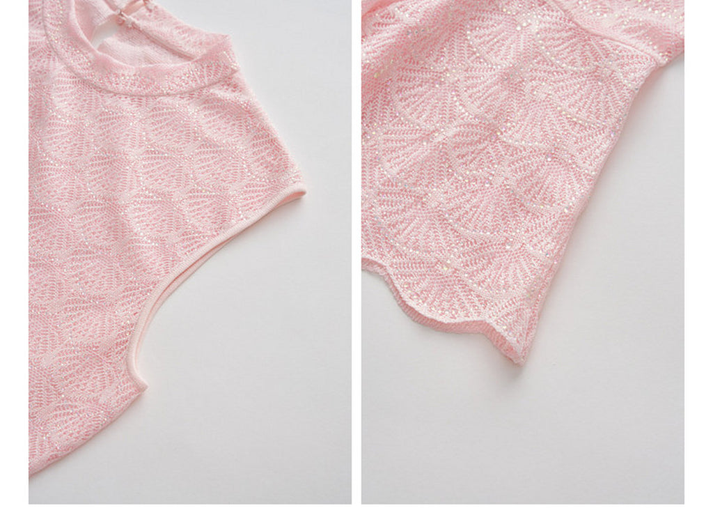 Blush Shell Lace Peplum Mermaid Co-ord