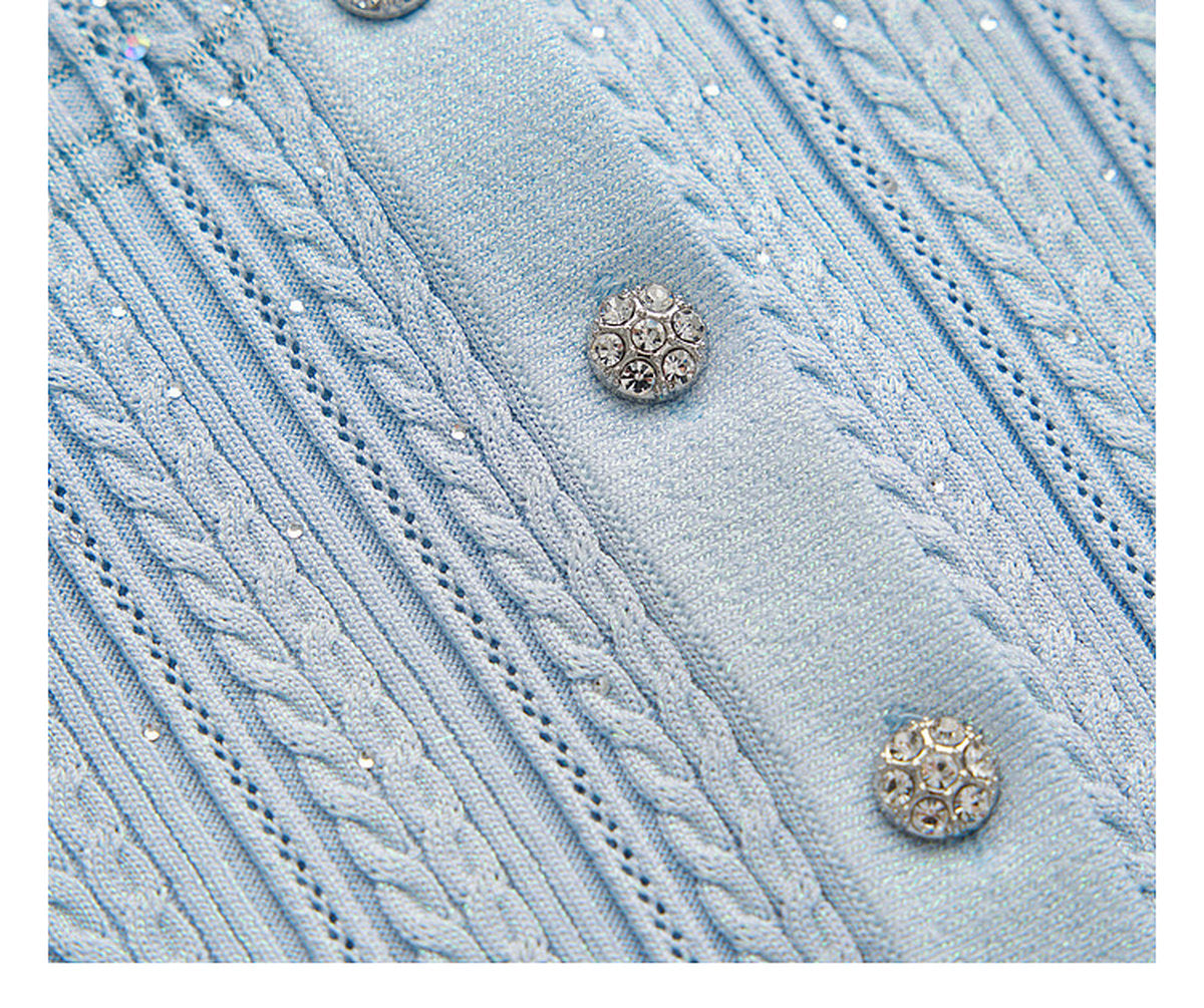 Delphinium Long-sleeve Button-Front Gradient Mesh Knit Mermaid Co-ord