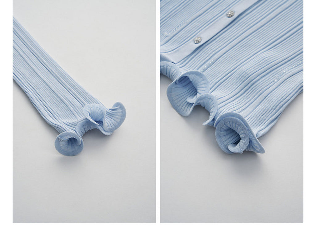Sky Blue Ruffle Knit Co-ord Set