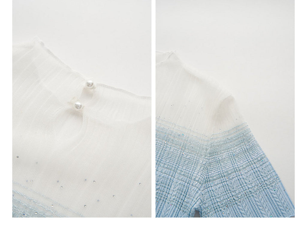 Delphinium Short-Sleeve Gradient Mesh Knit Mermaid Co-ord