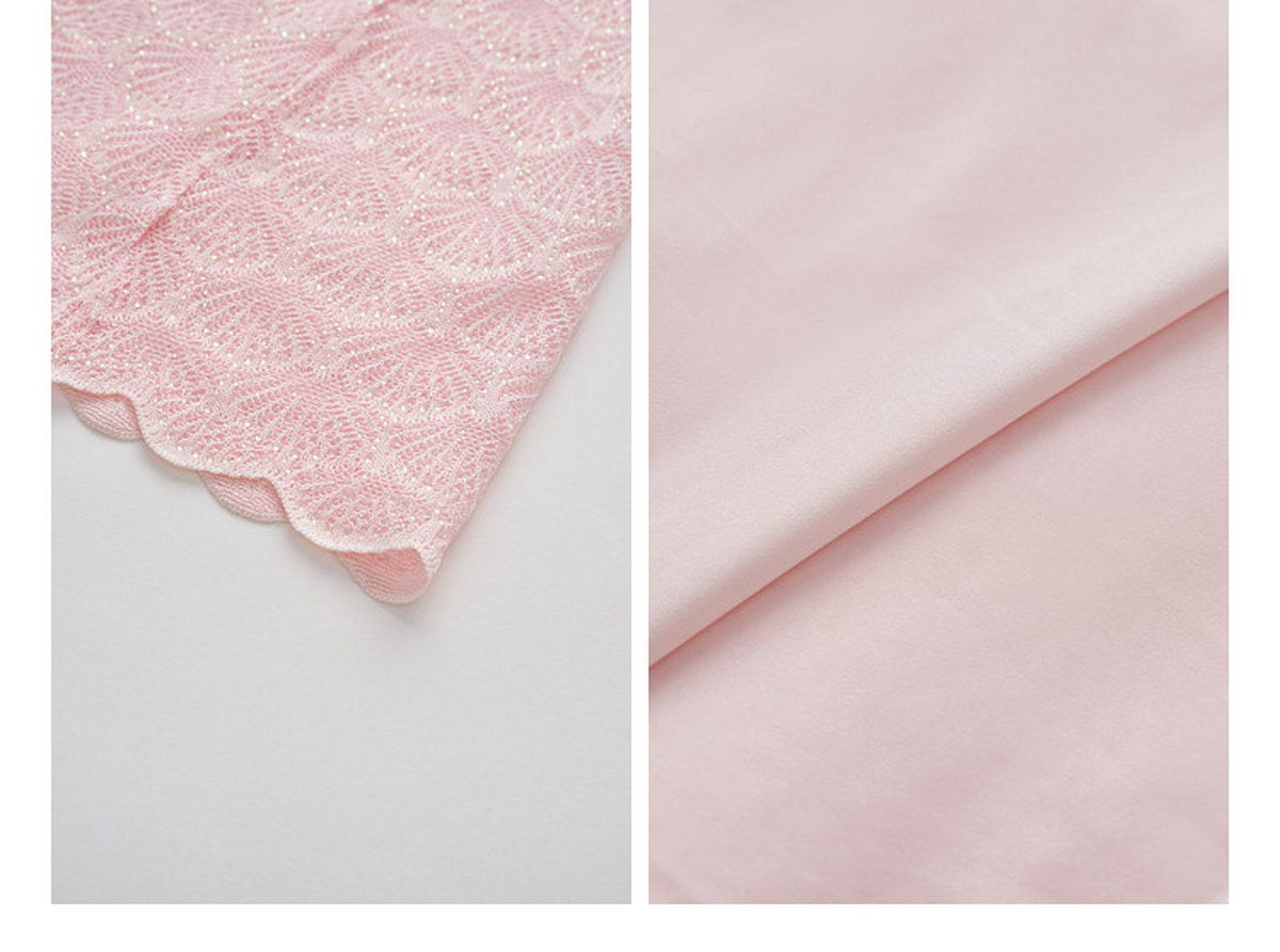 Blush Shell Lace Peplum Mermaid Co-ord