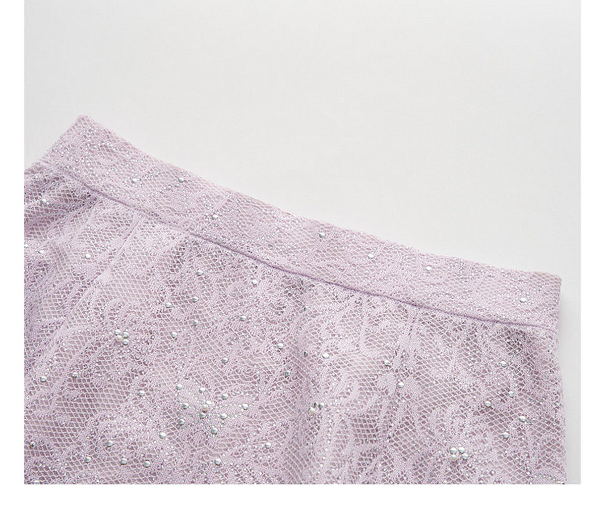 Lavernder Haze Iridescrnt Lace Peplum Mermaid Co-ord