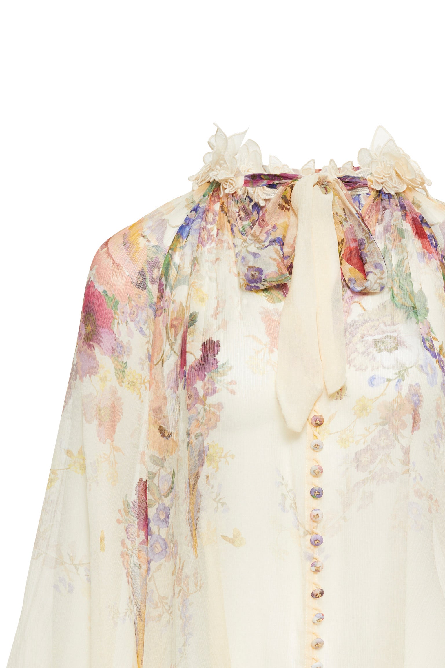 Monet's Garden Vintage Floral Co‑ord, Long Sleeve Blouse & Mermaid Skirt Two‑Piece Outfit