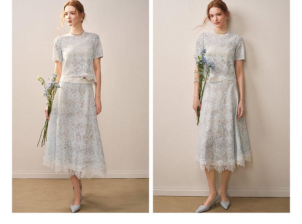 Pale Azure Lace Knit Co-Ord