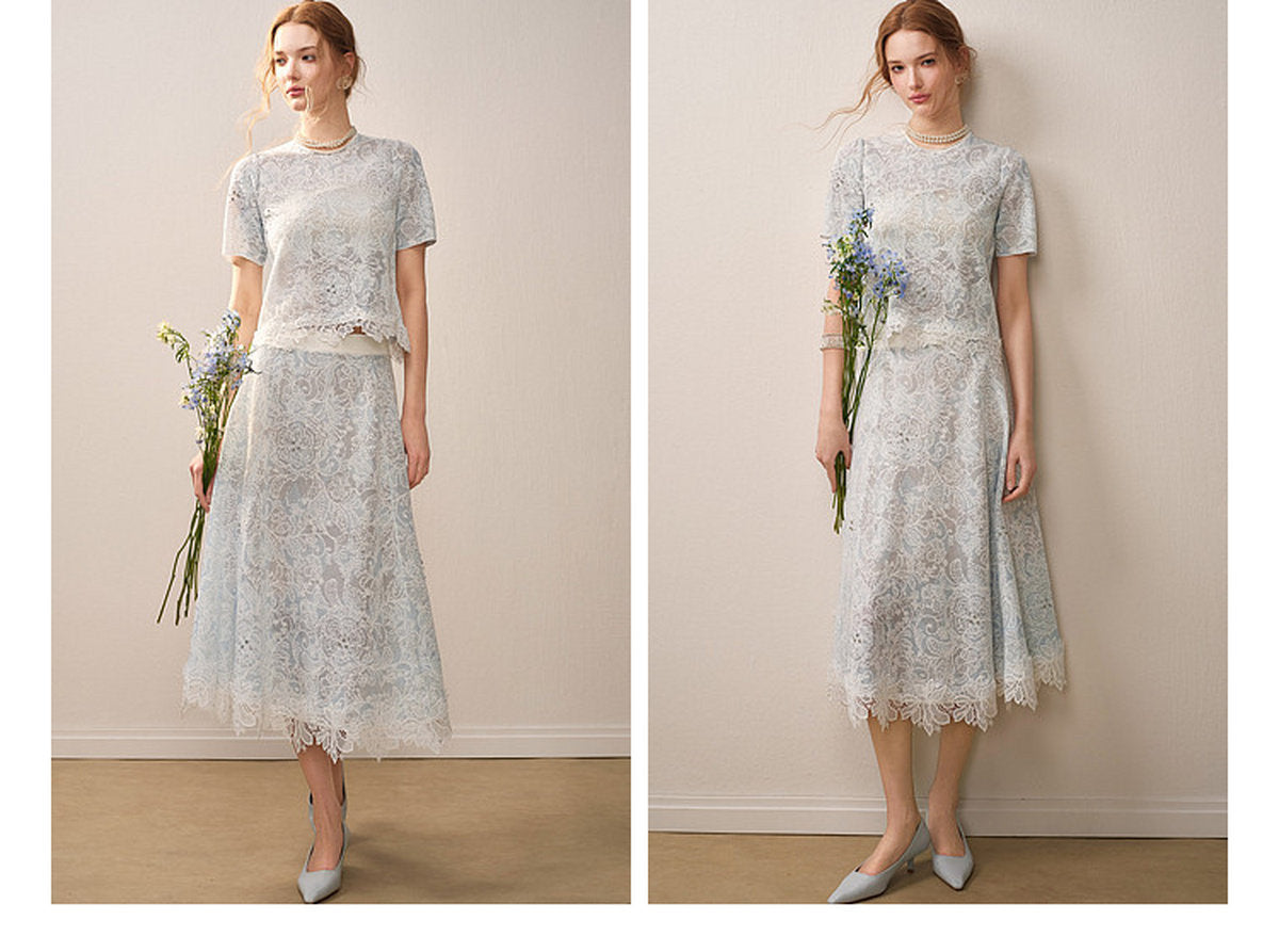 Pale Azure Lace Knit Co-Ord