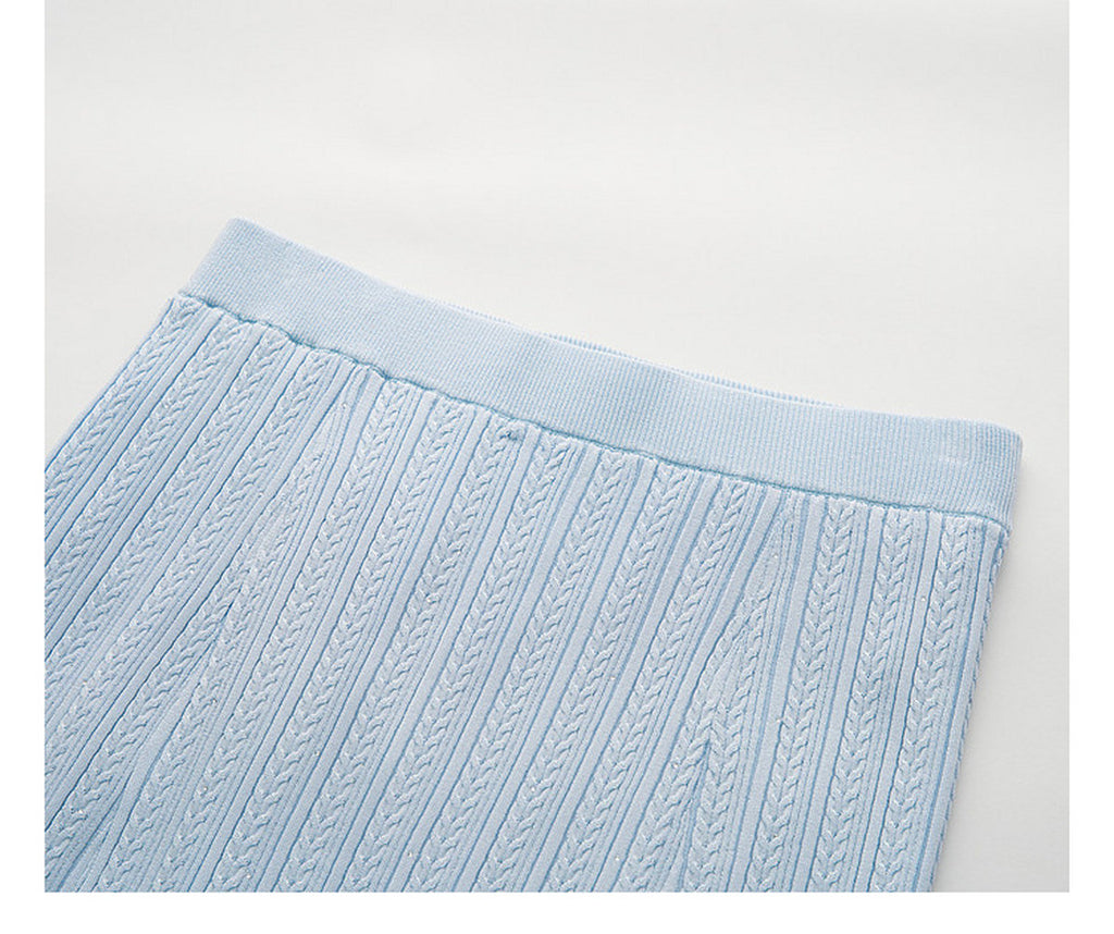 Delphinium Long-sleeve Button-Front Gradient Mesh Knit Mermaid Co-ord