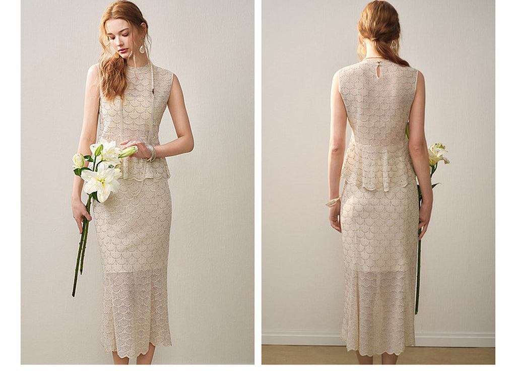 Champagne Scallop Knit Co-Ord