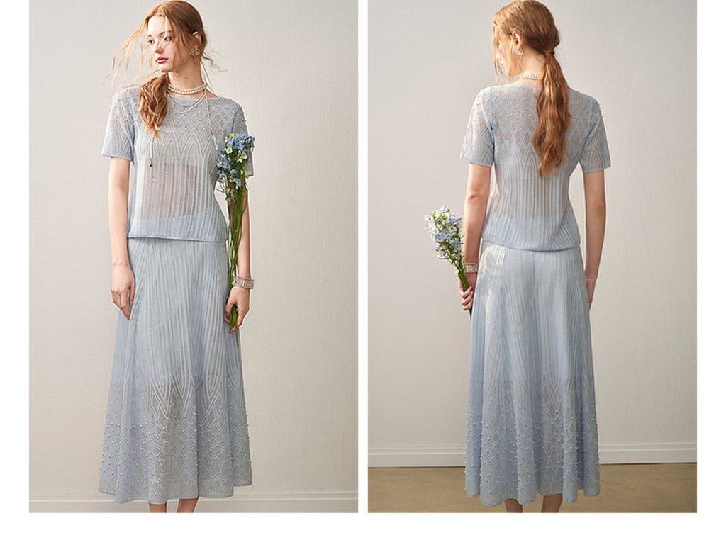 Pearl Delphinium Textured Knit A-Line Co-ord