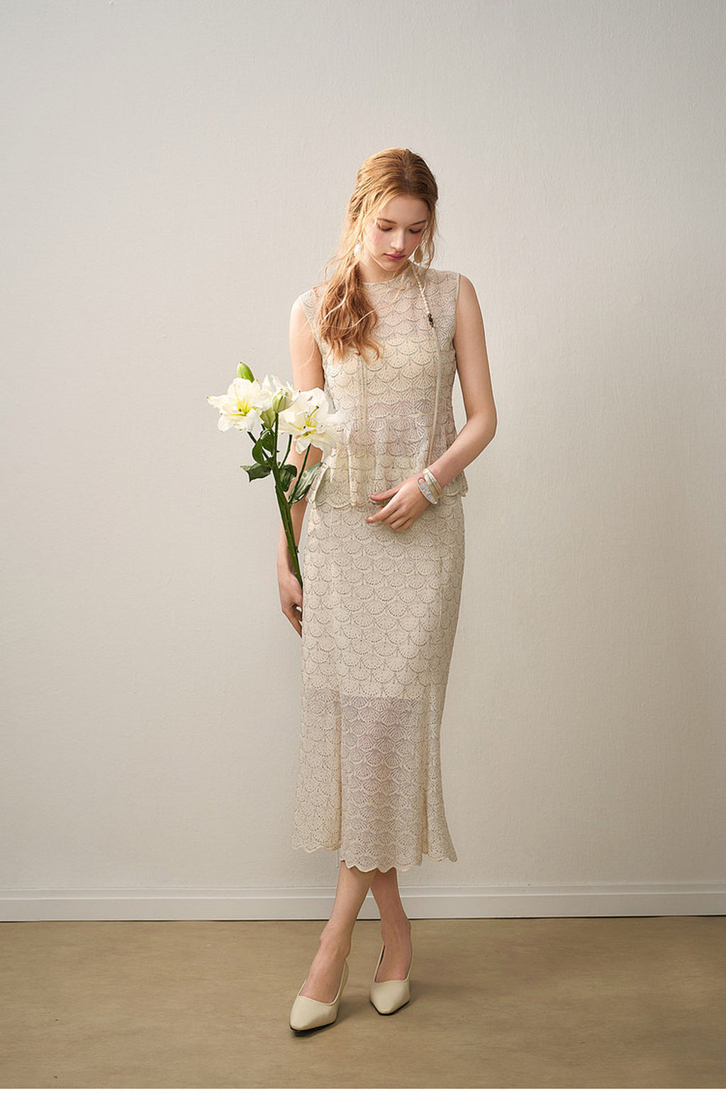 Champagne Scallop Knit Co-Ord