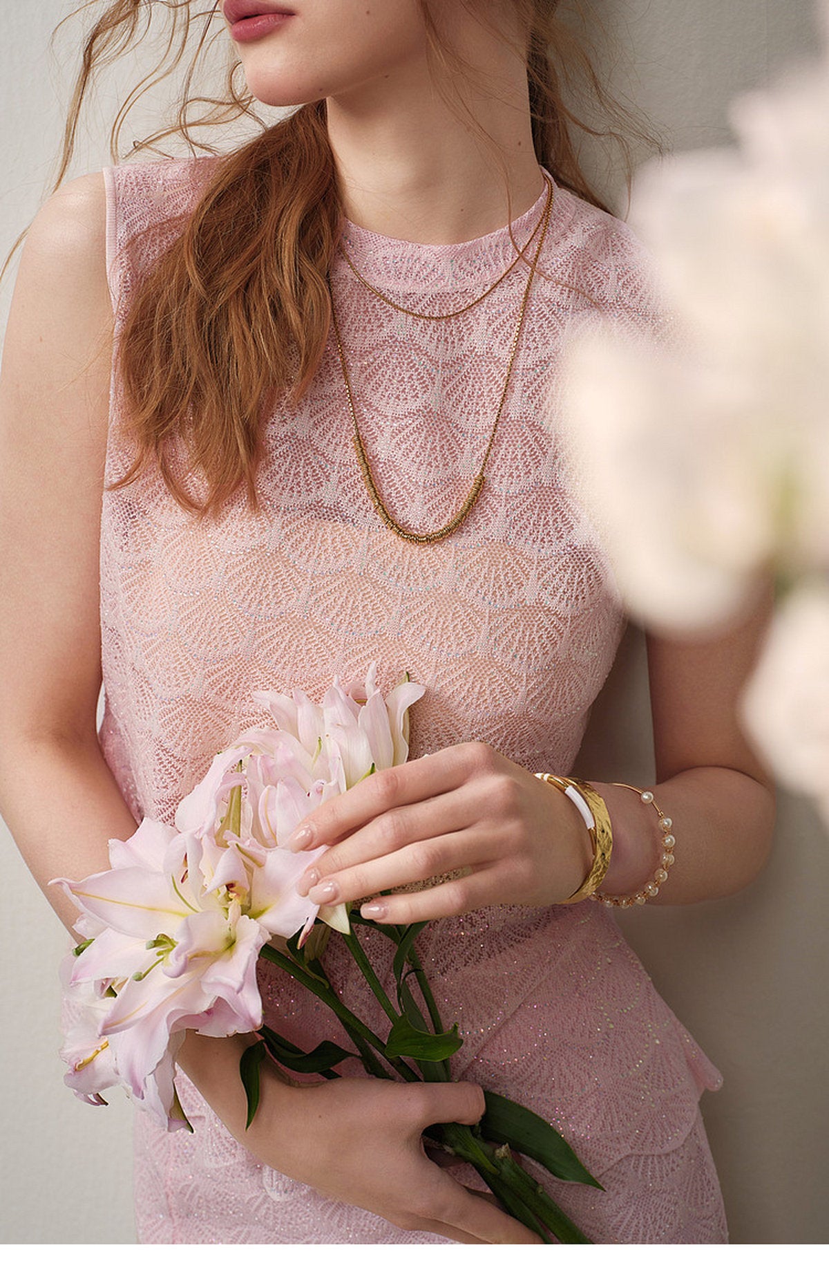 Blush Shell Lace Peplum Mermaid Co-ord