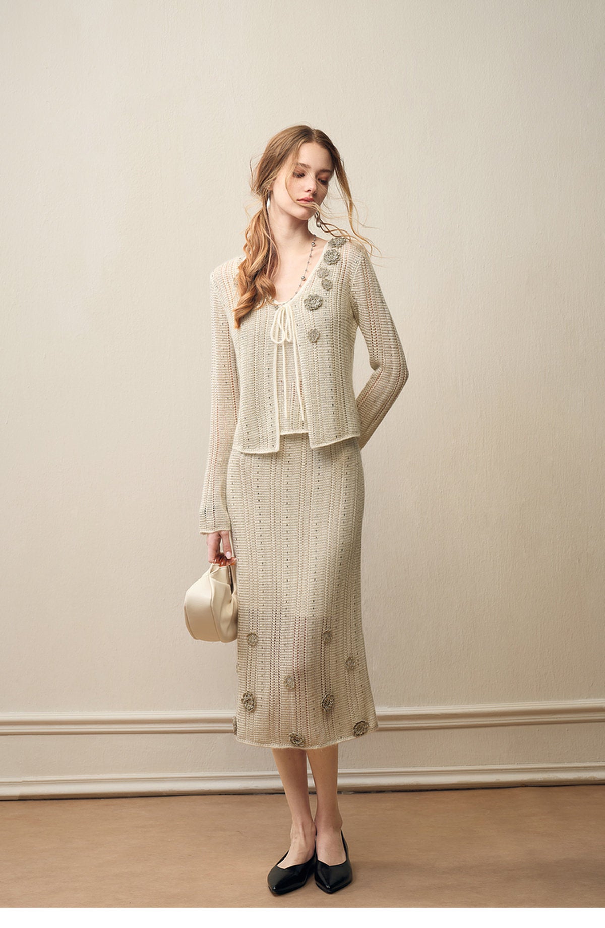 Silver Bloom Crochet Knit Co-Ord
