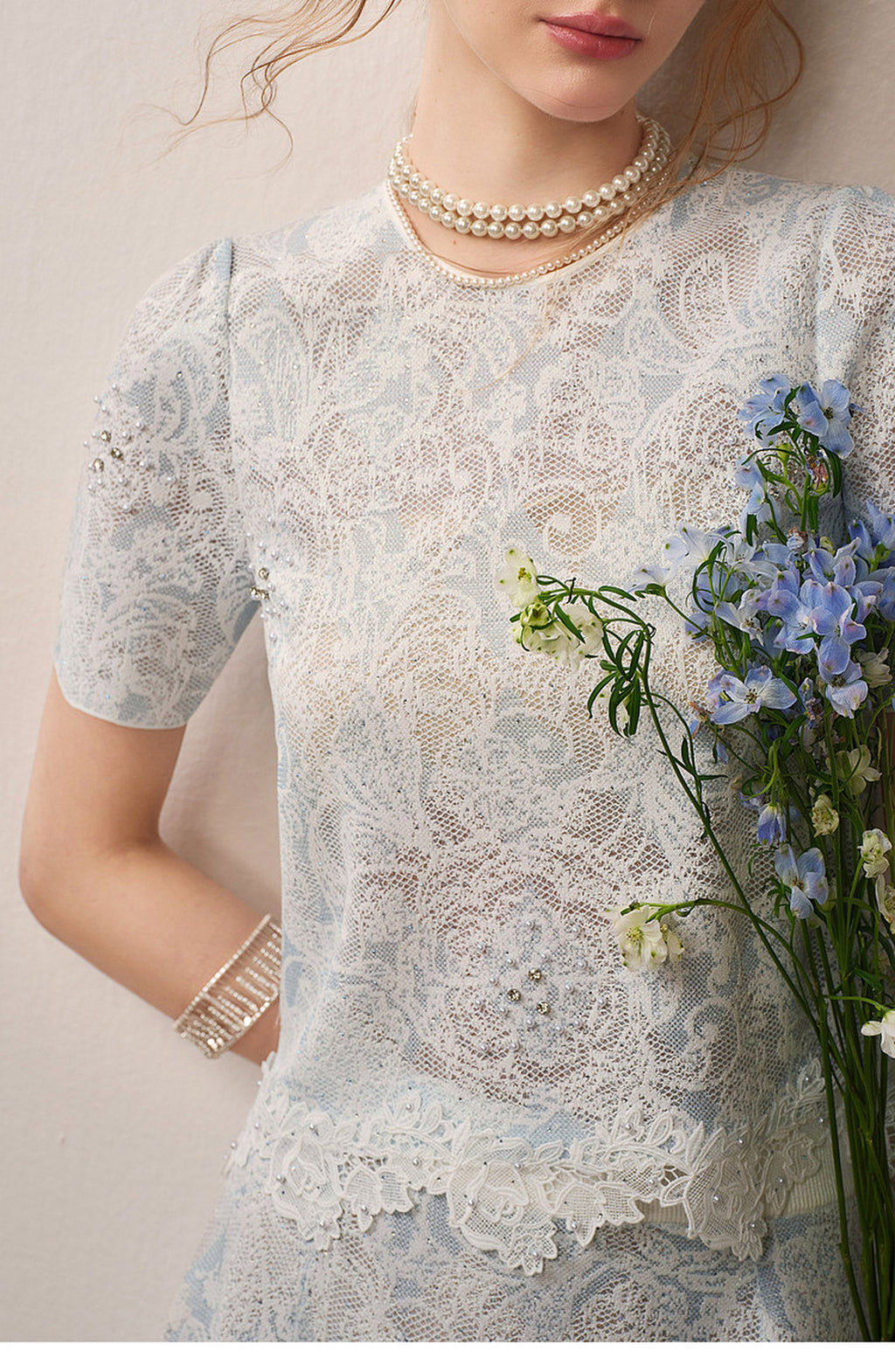 Pale Azure Lace Knit Co-Ord