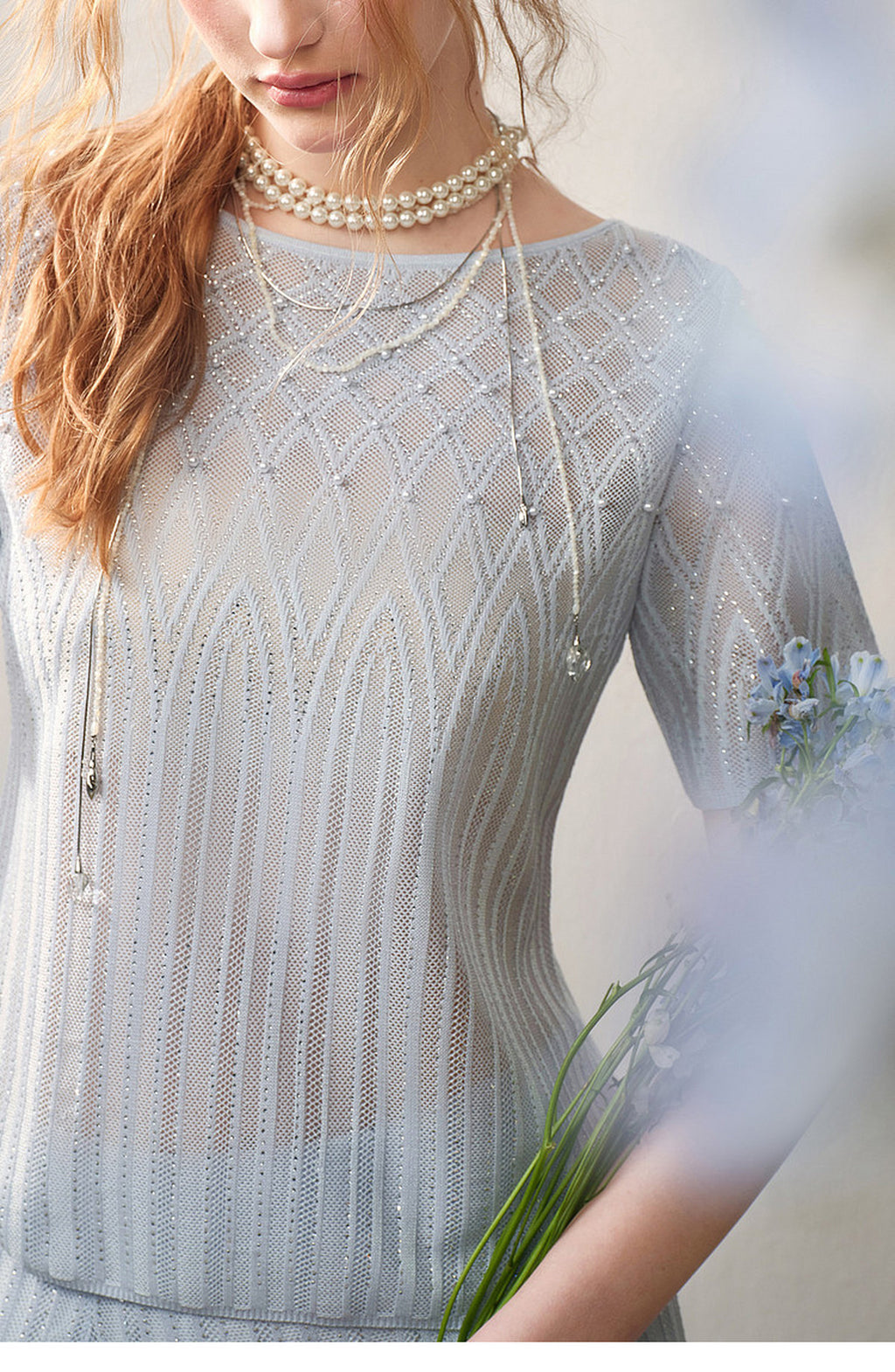 Pearl Delphinium Textured Knit A-Line Co-ord