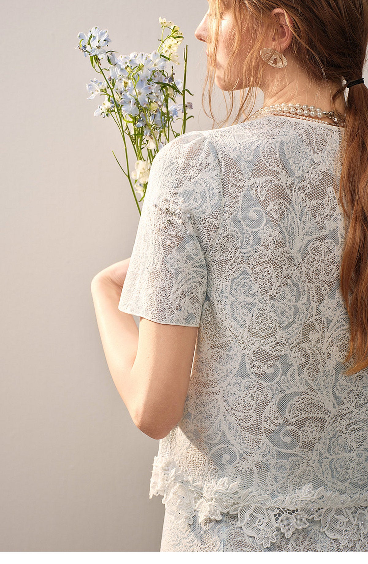 Pale Azure Lace Knit Co-Ord