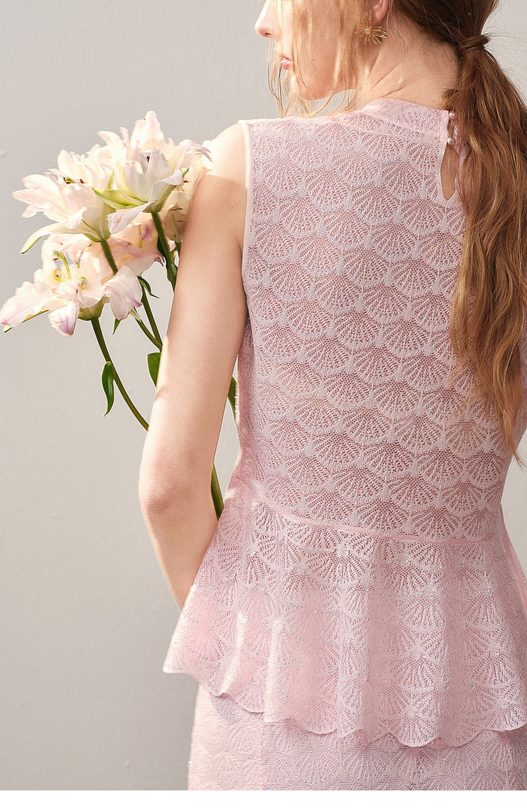 Blush Shell Lace Peplum Mermaid Co-ord