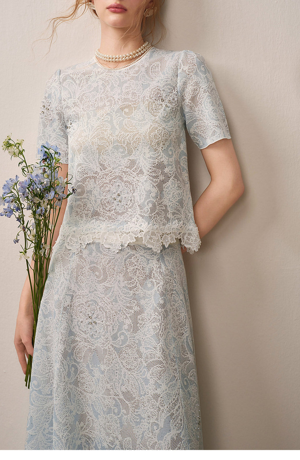 Pale Azure Lace Knit Co-Ord