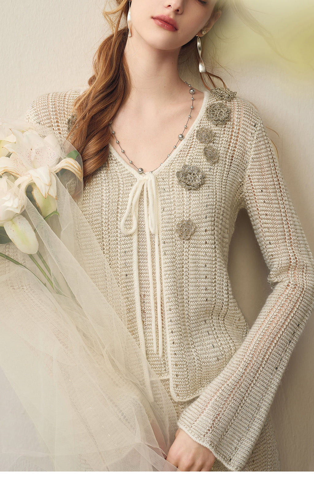 Silver Bloom Crochet Knit Co-Ord