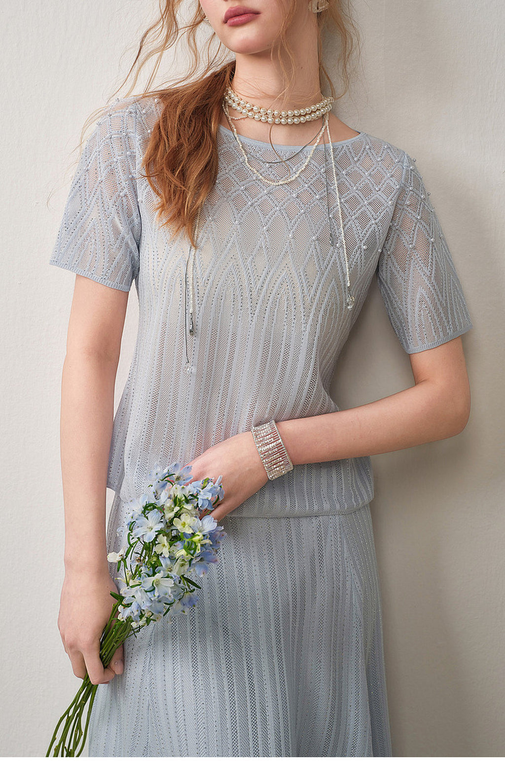 Pearl Delphinium Textured Knit A-Line Co-ord