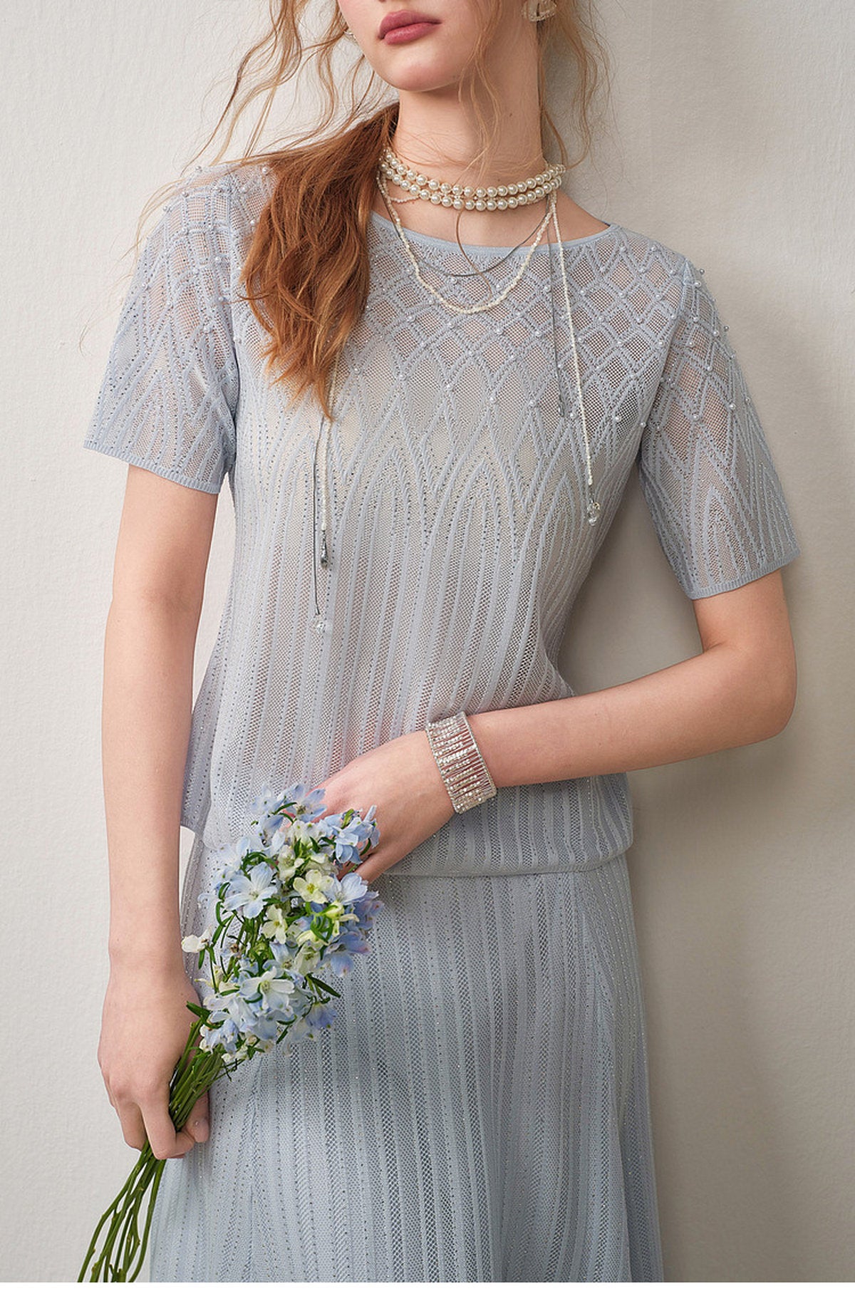 Pearl Delphinium Textured Knit A-Line Co-ord