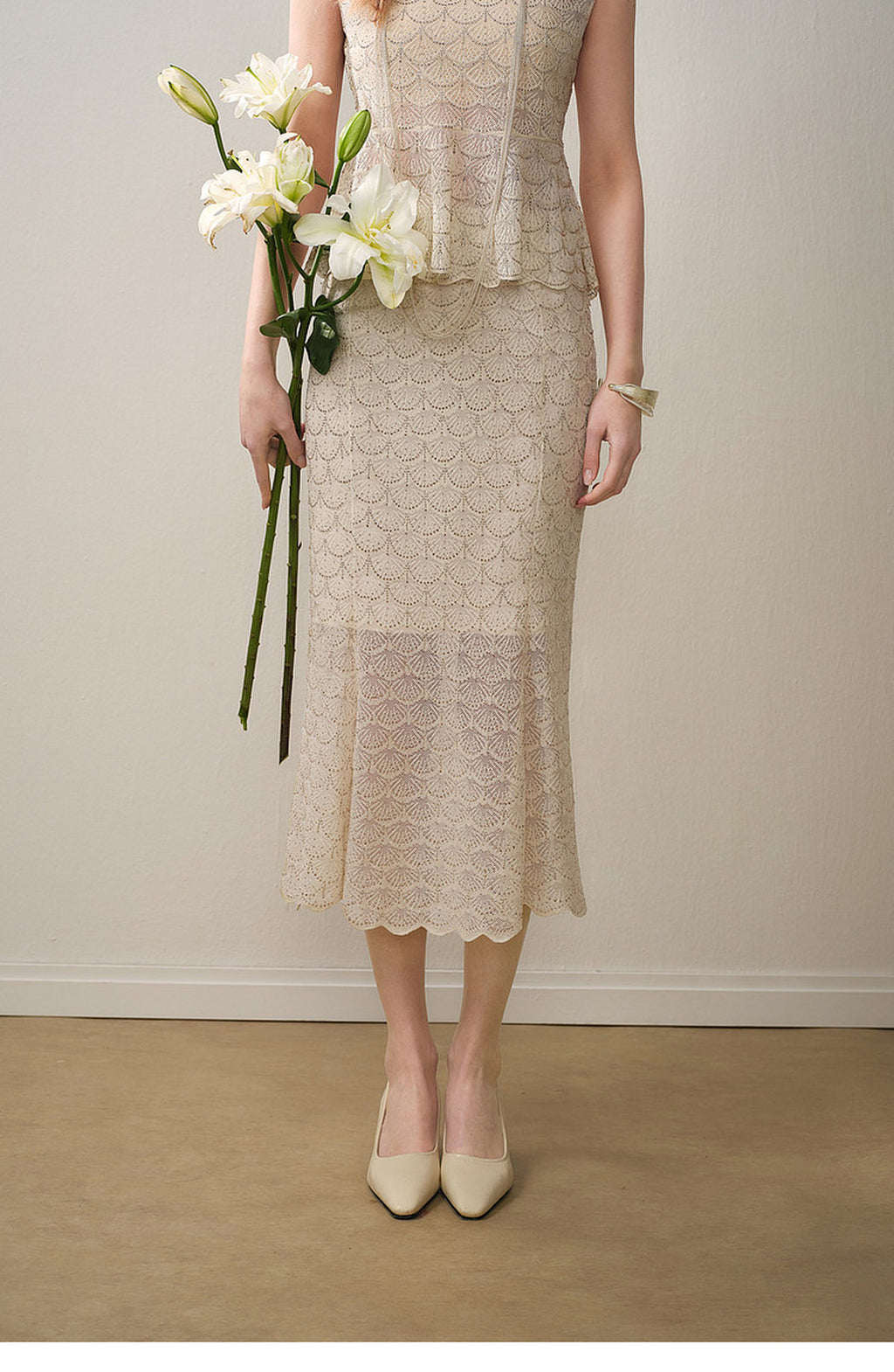Champagne Scallop Knit Co-Ord