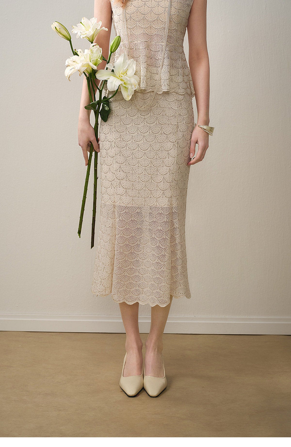 Champagne Scallop Knit Co-Ord