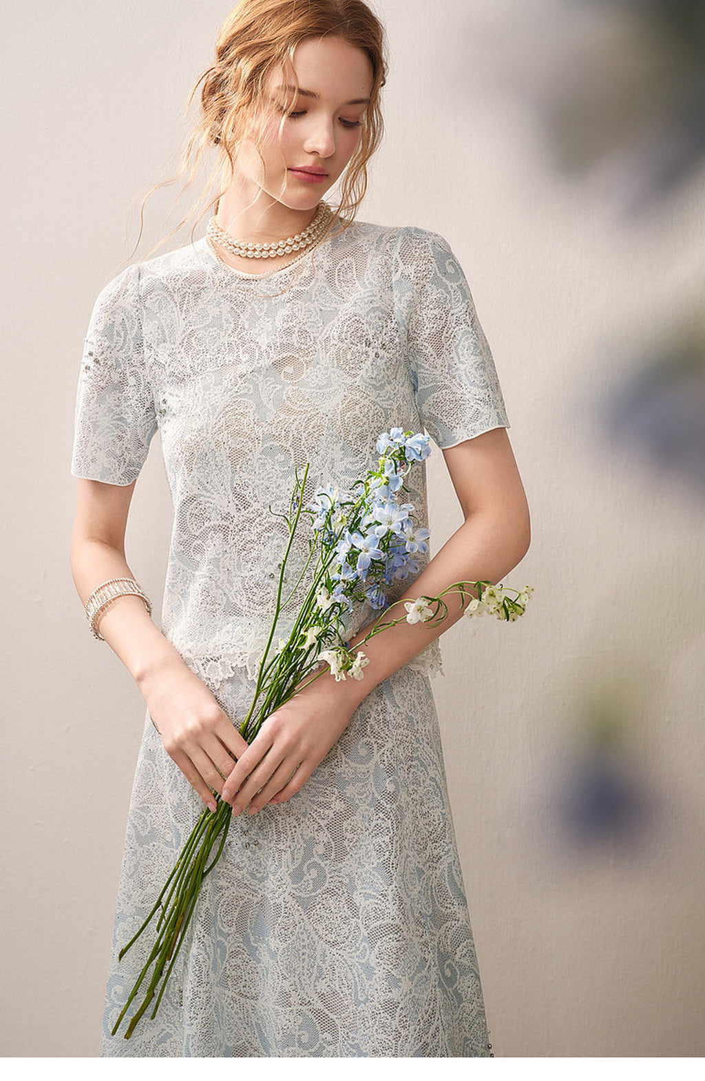Pale Azure Lace Knit Co-Ord