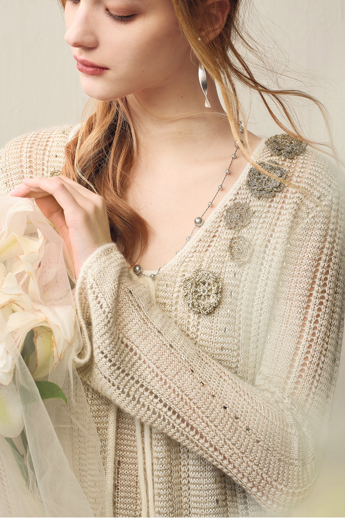 Silver Bloom Crochet Knit Co-Ord