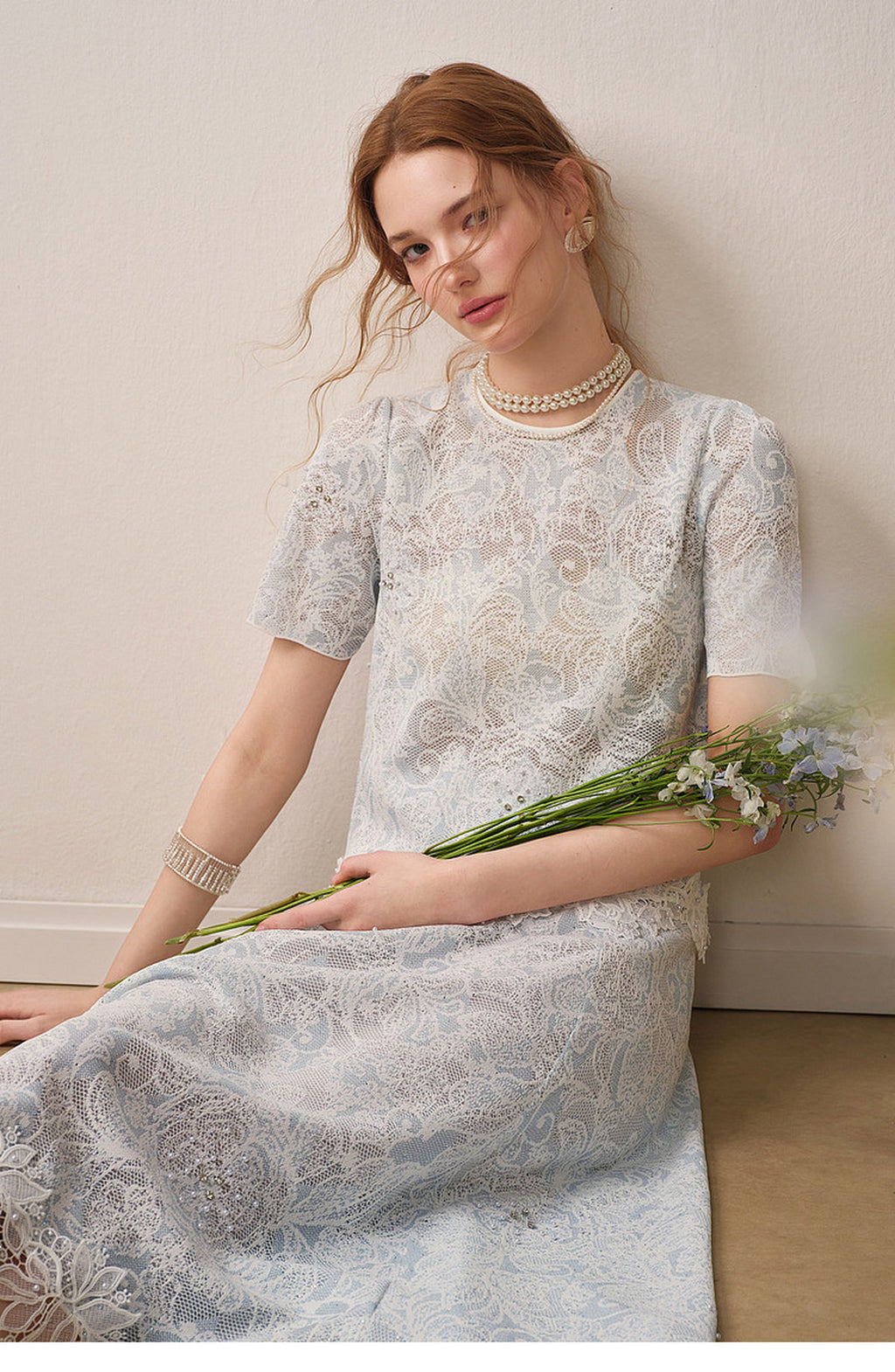 Pale Azure Lace Knit Co-Ord