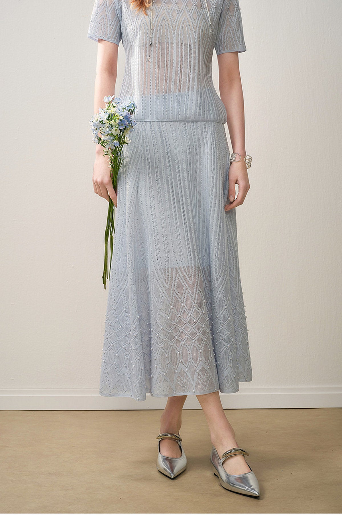 Pearl Delphinium Textured Knit A-Line Co-ord
