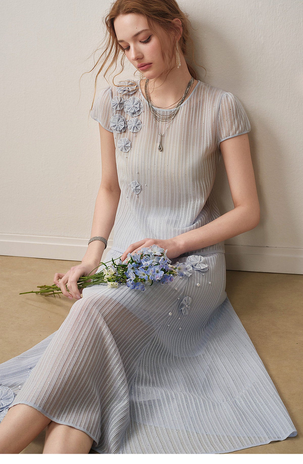 Azure Bloom Knit Co-Ord