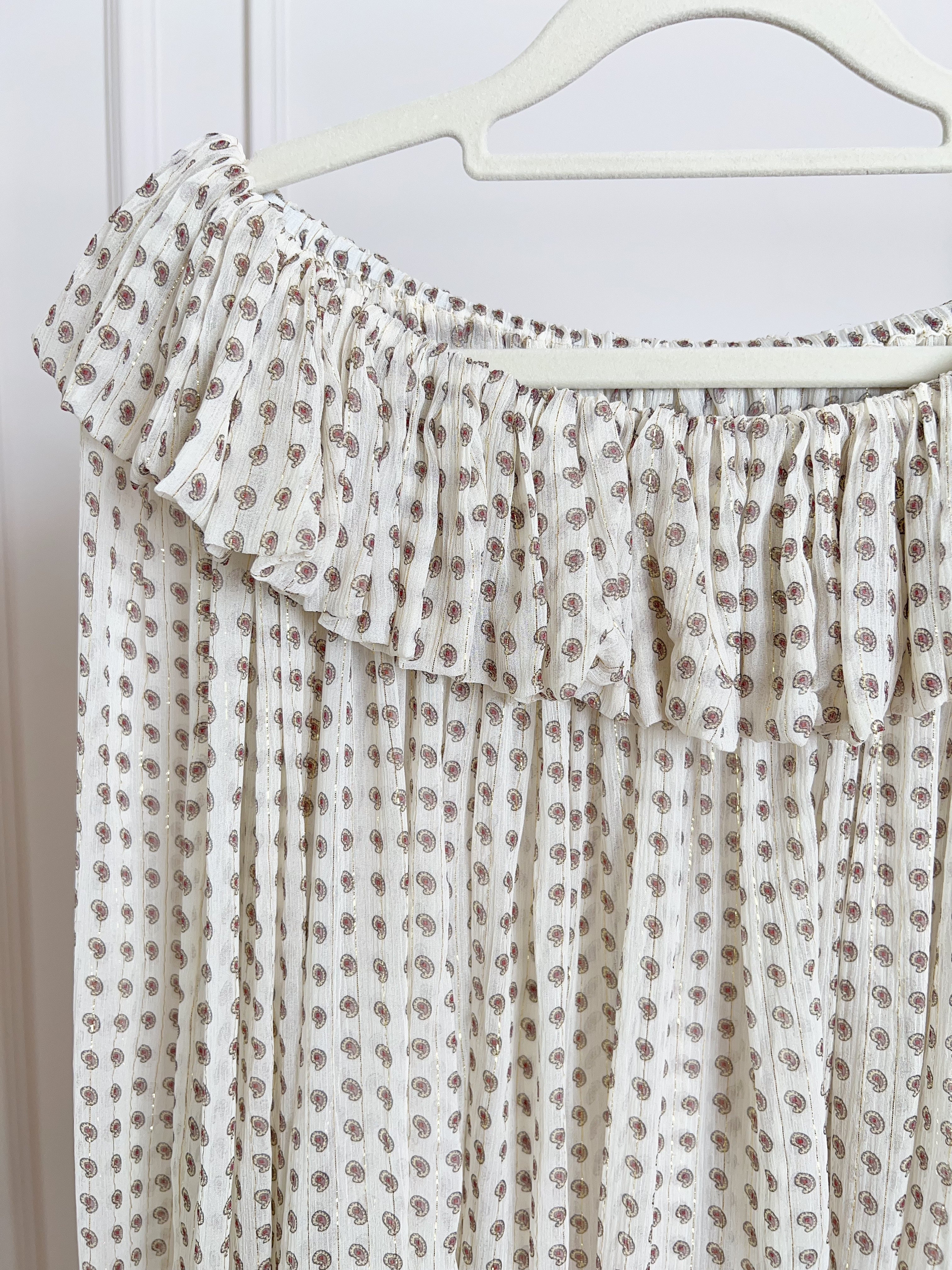 Silk Gold Thread Printed Long Sleeve Blouse